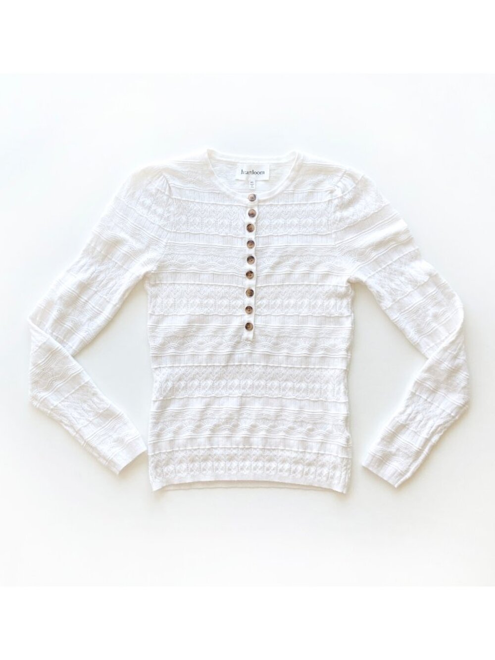 Heartloom Daisy Pointelle Knit Henley Top Sweater - Picture 9 of 12